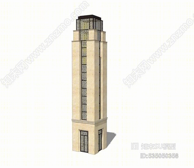 现代景观塔SU模型下载【ID:535050358】
