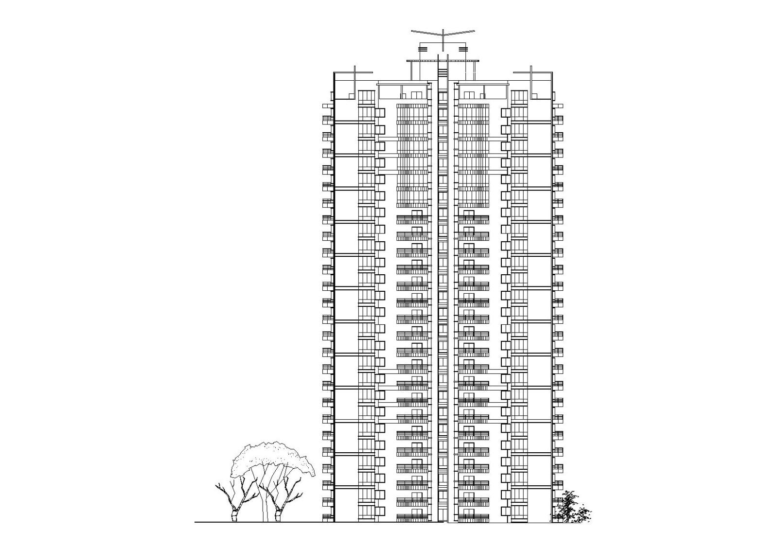 二十六层塔式住宅楼建筑设计方案图cad施工图下载【ID:149531148】