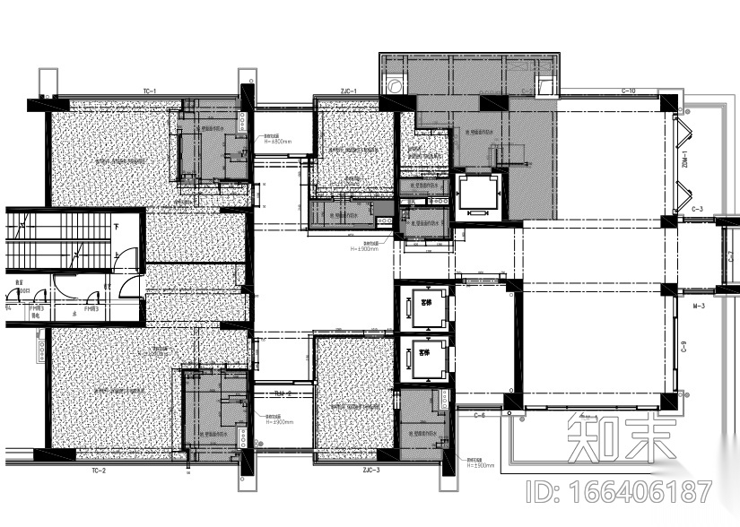 [广东]深圳前海中心2个户型样板房施工图下载【ID:166406187】