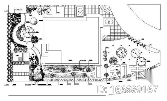 别墅植物造景设计平面图施工图下载【ID:166689167】