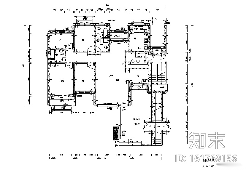 新中式风格新东方朴素四居室住宅设计施工图（附效果图...cad施工图下载【ID:161769156】