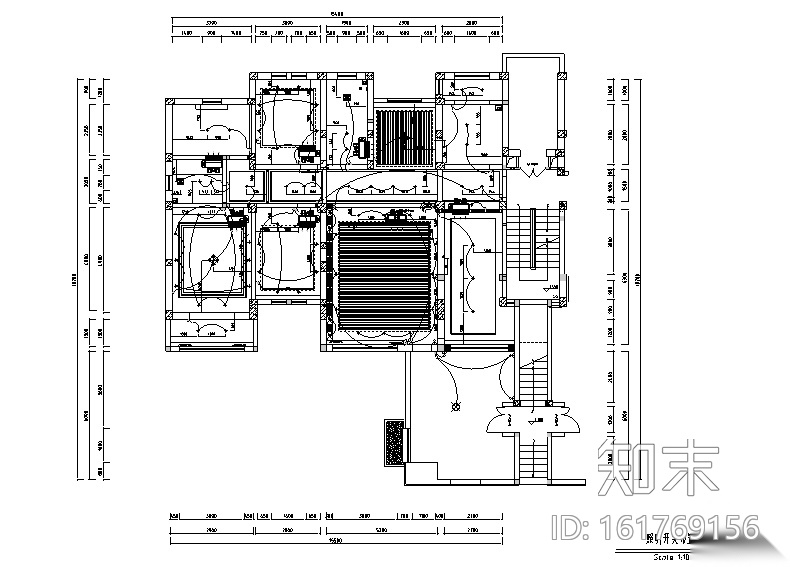新中式风格新东方朴素四居室住宅设计施工图（附效果图...cad施工图下载【ID:161769156】