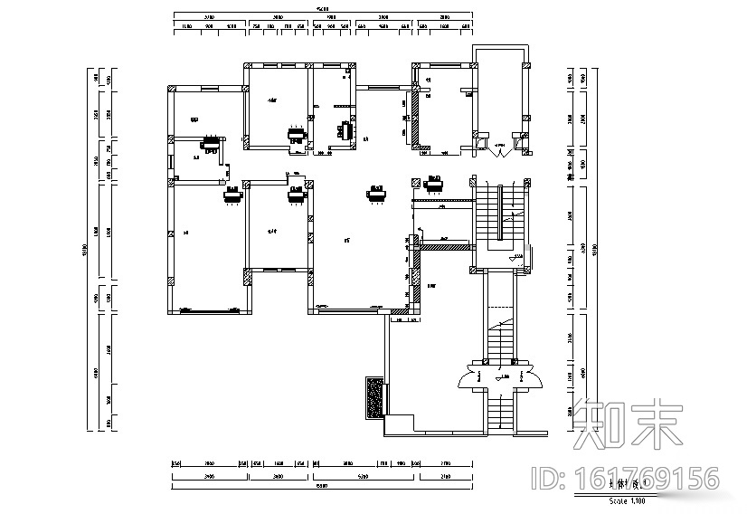 新中式风格新东方朴素四居室住宅设计施工图（附效果图...cad施工图下载【ID:161769156】