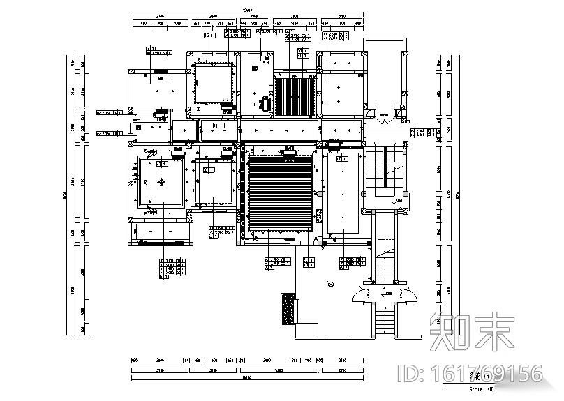 新中式风格新东方朴素四居室住宅设计施工图（附效果图...cad施工图下载【ID:161769156】