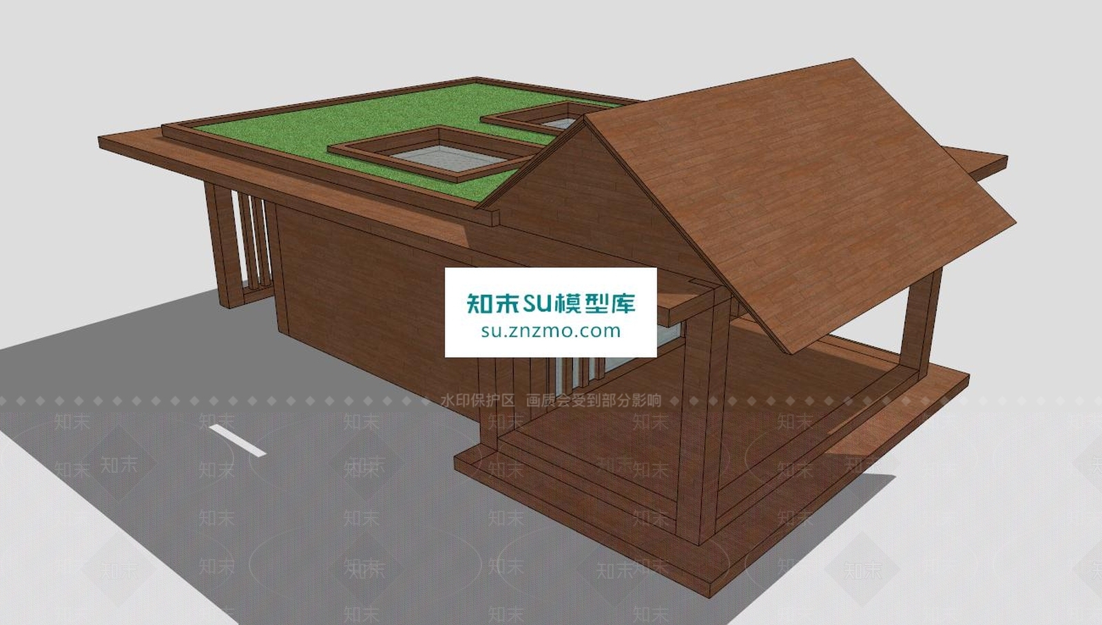 新中式木质公厕SU模型下载【ID:163898146】