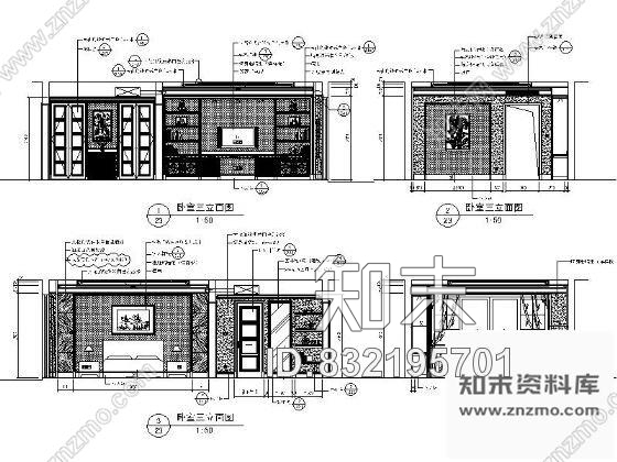 图块/节点欧式古典卧室三立面图cad施工图下载【ID:832195701】