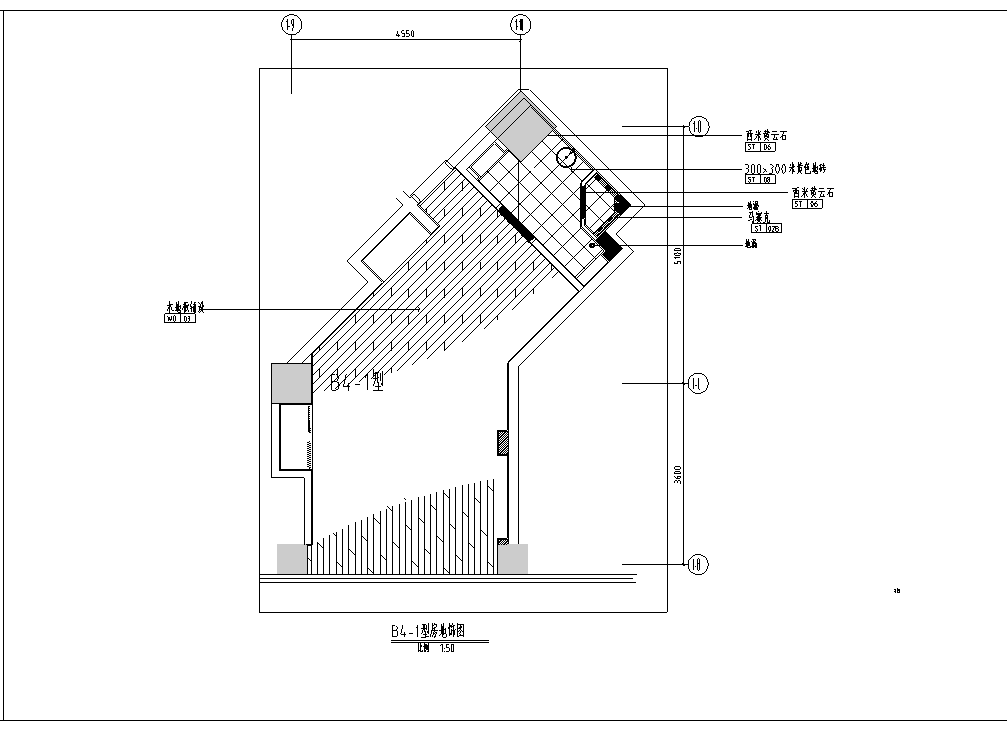 上海礼顿国际公寓B4及B5-1型样板间室内设计施工图cad施工图下载【ID:160495180】