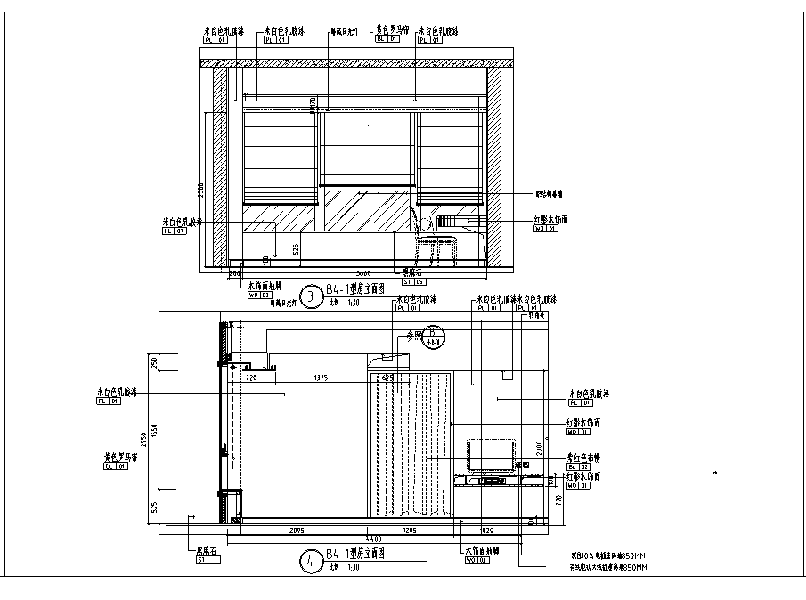 上海礼顿国际公寓B4及B5-1型样板间室内设计施工图cad施工图下载【ID:160495180】