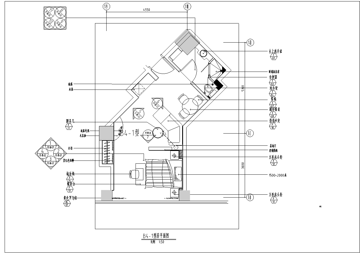 上海礼顿国际公寓B4及B5-1型样板间室内设计施工图cad施工图下载【ID:160495180】