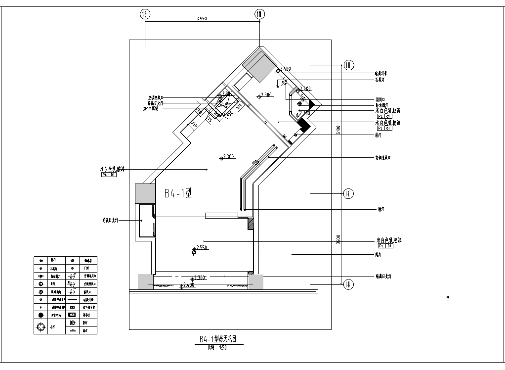 上海礼顿国际公寓B4及B5-1型样板间室内设计施工图cad施工图下载【ID:160495180】