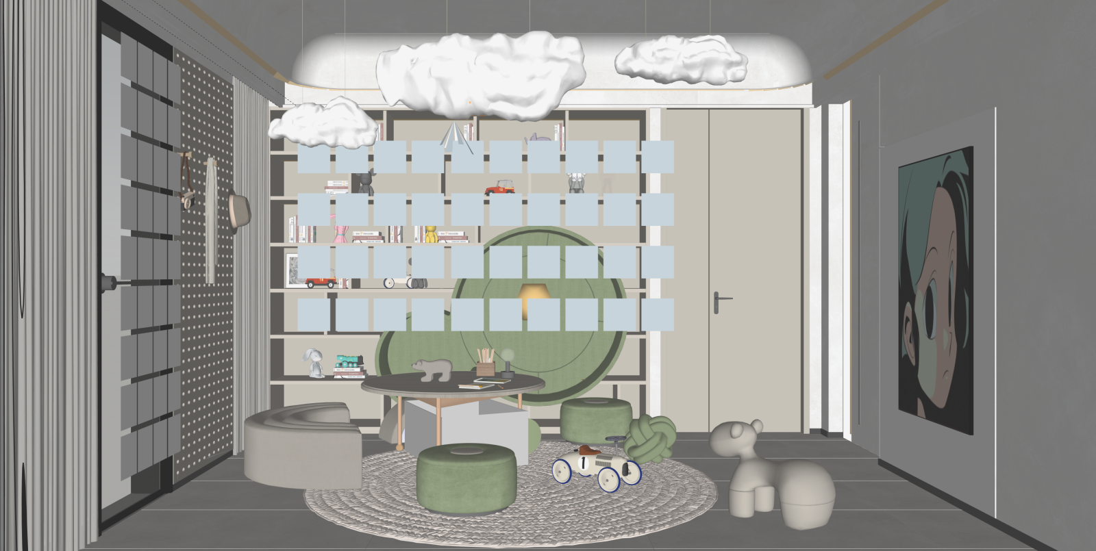 现代儿童玩具房SU模型下载【ID:1215938944】