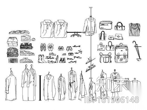 精选衣服鞋包图块cad施工图下载【ID:161906148】