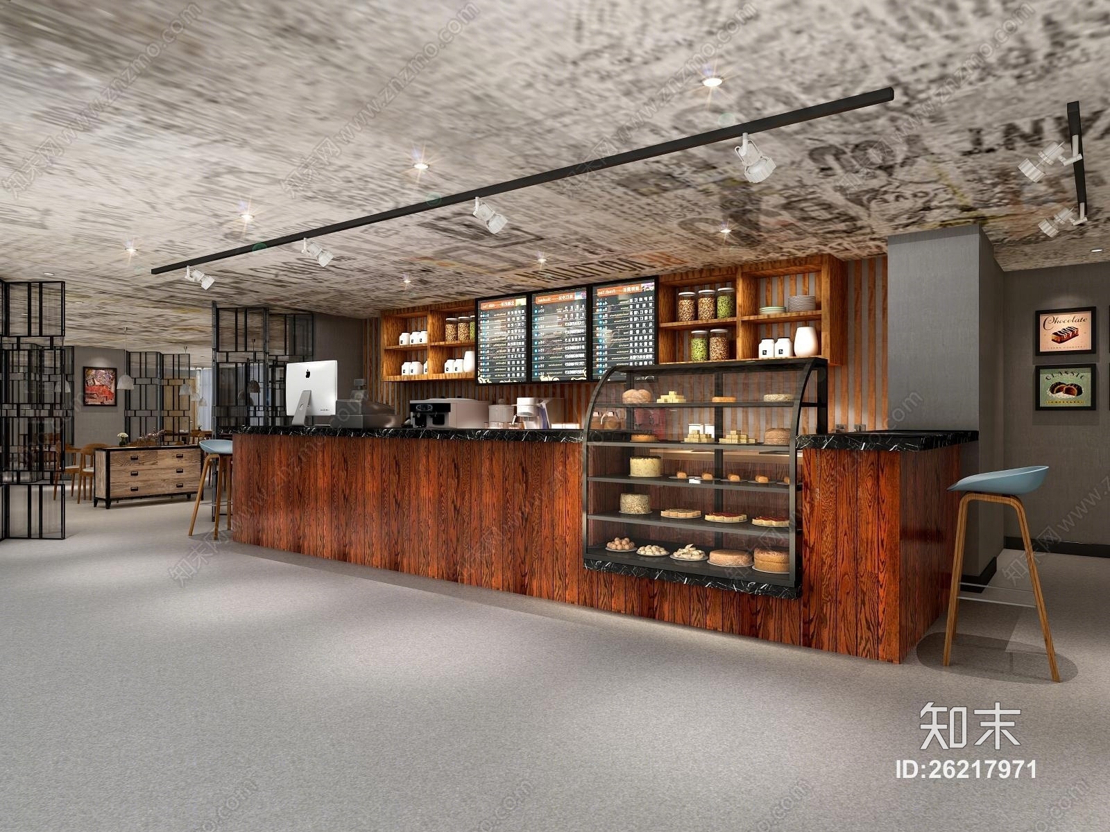 现代简式餐饮吧台3D模型下载【ID:26217971】