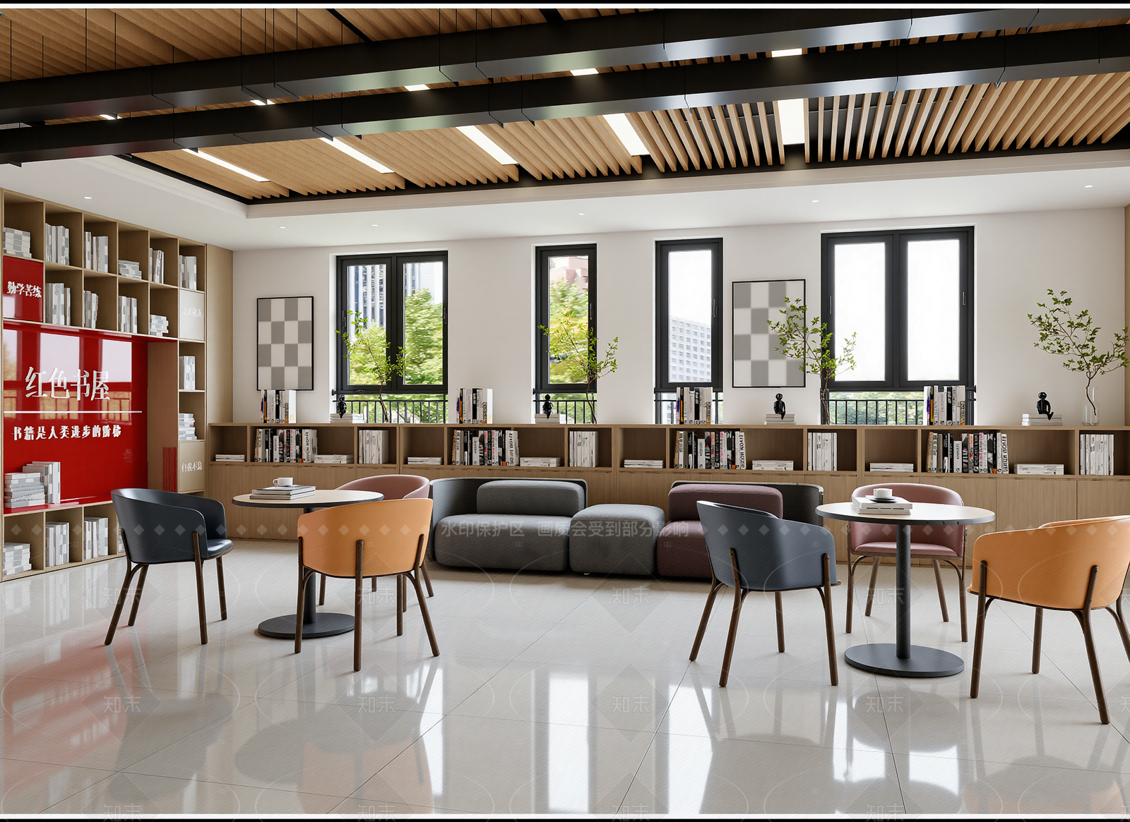 现代图书馆3D模型下载【ID:1214970041】