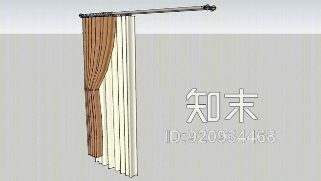 简约卧室窗帘SU模型下载【ID:920934468】