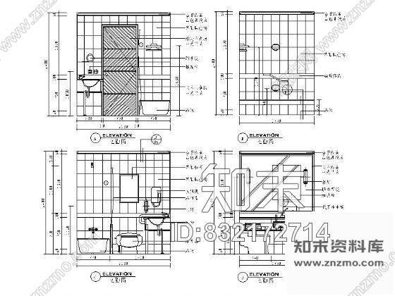 图块/节点标准客房卫生间立面cad施工图下载【ID:832172714】