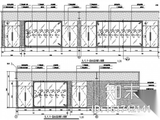 [成都]高端时尚现代广场办公楼装修设计施工图（含电图）施工图下载【ID:161742141】