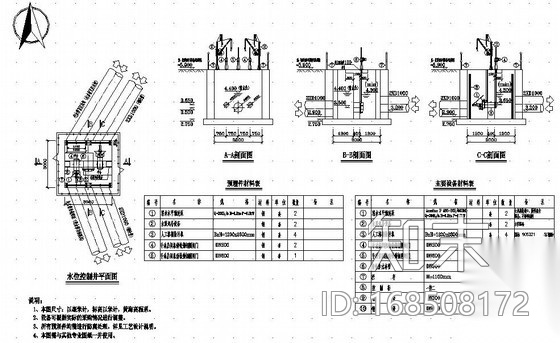 [杭州]住宅小区雨水泵站工艺施工图cad施工图下载【ID:168508172】