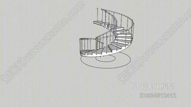 螺旋楼梯SU模型下载【ID:934612412】