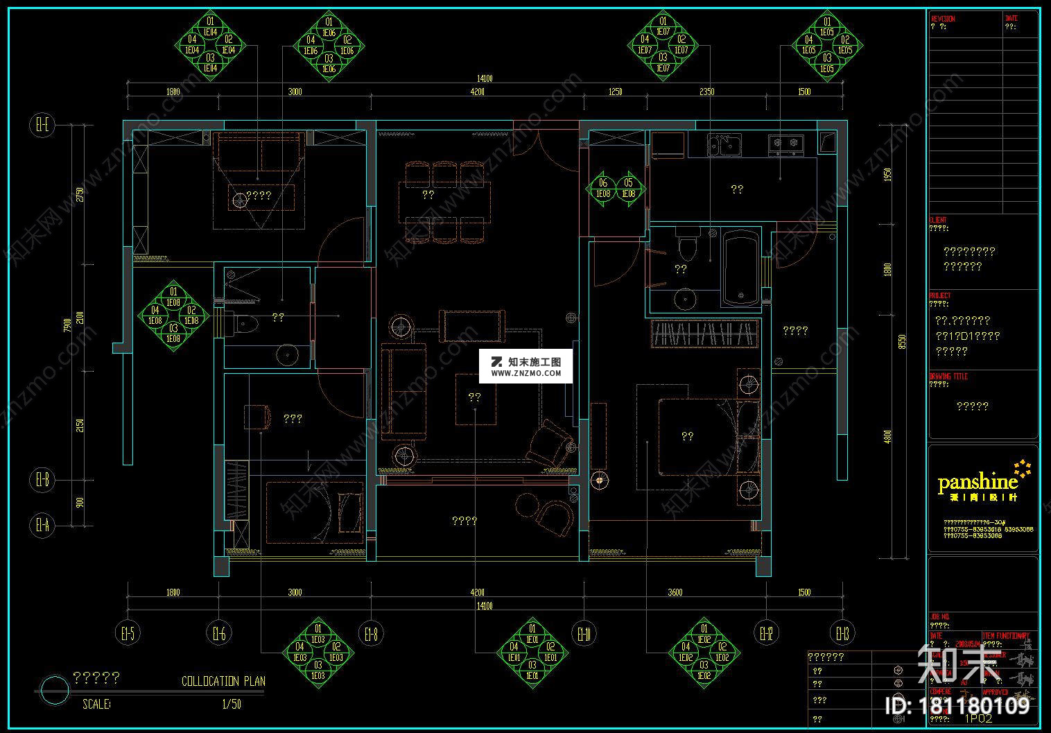 东莞幸福花苑D户型装修施工图施工图下载【ID:181180109】