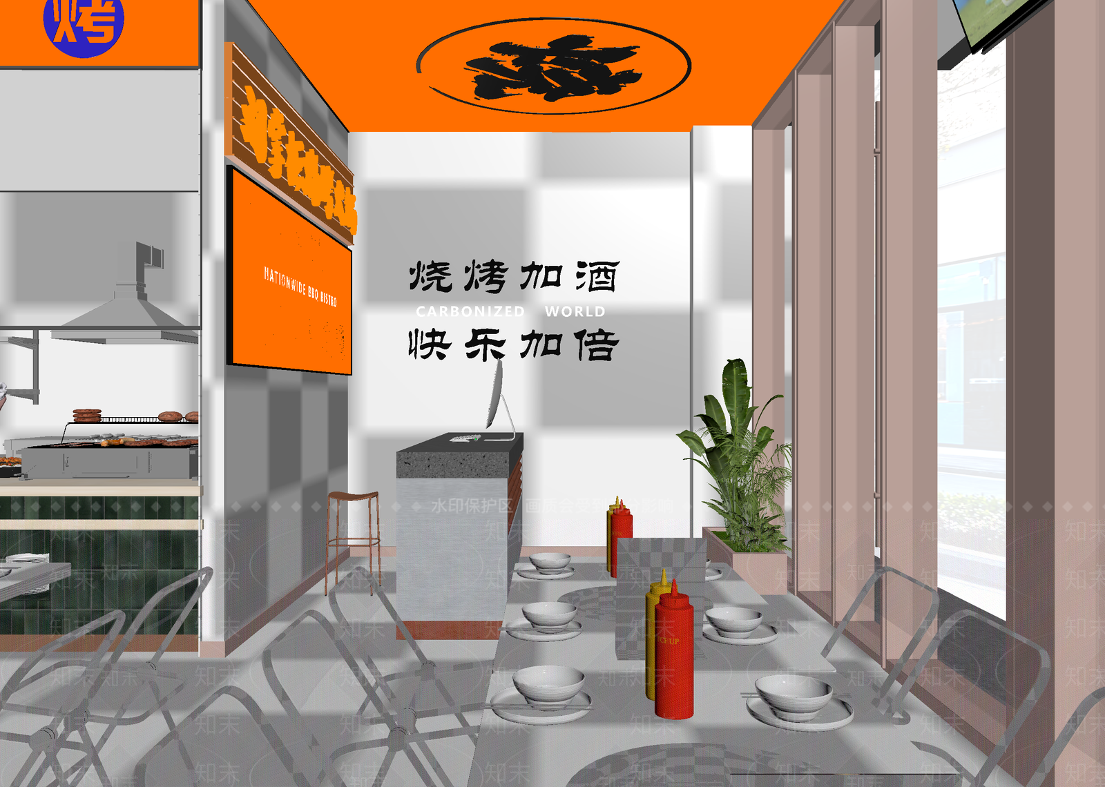 现代烧烤店3D模型下载【ID:1215110855】