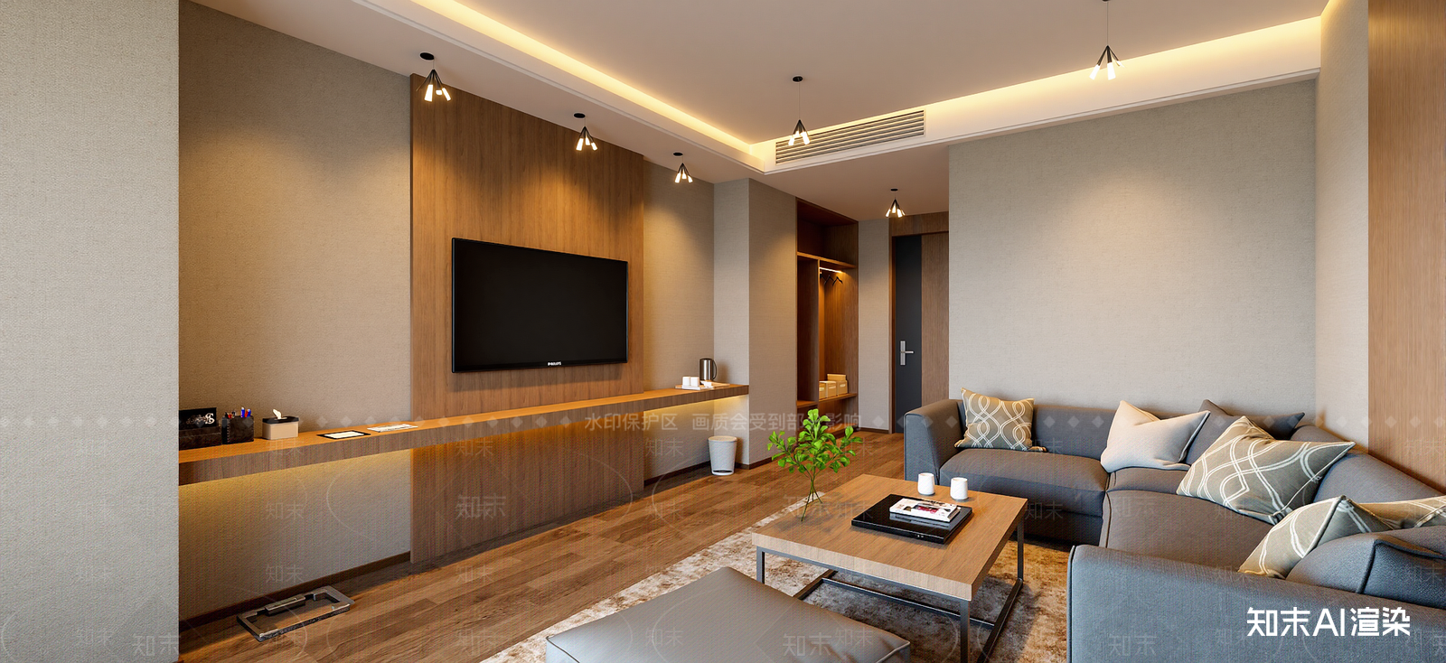 现代家居客厅SU模型下载【ID:1222126611】