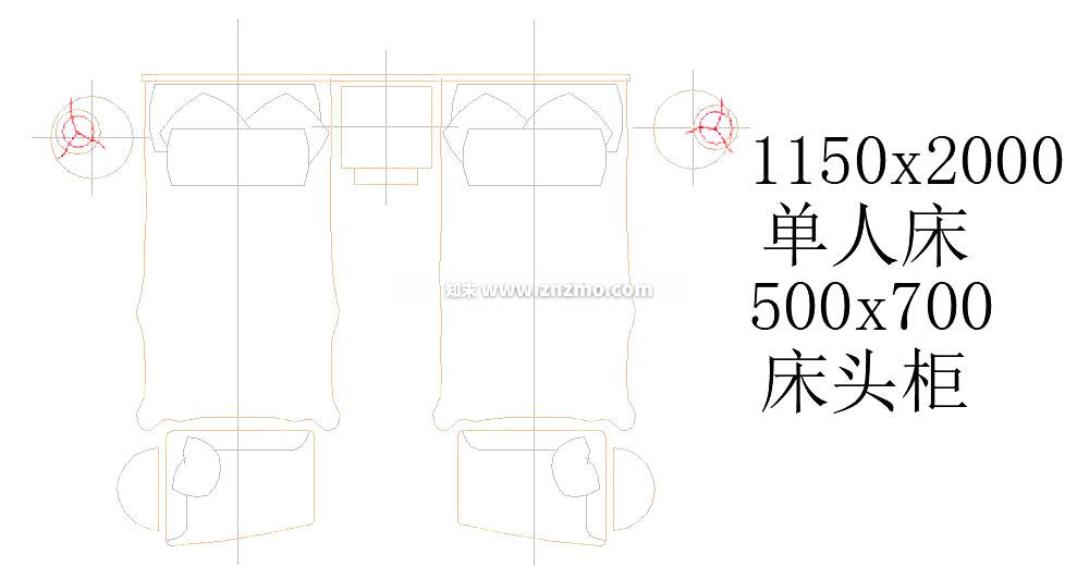 单人床cad施工图下载【ID:181004121】