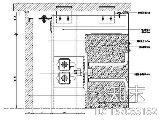 石材幕墙顶封修节点cad施工图下载【ID:167083182】