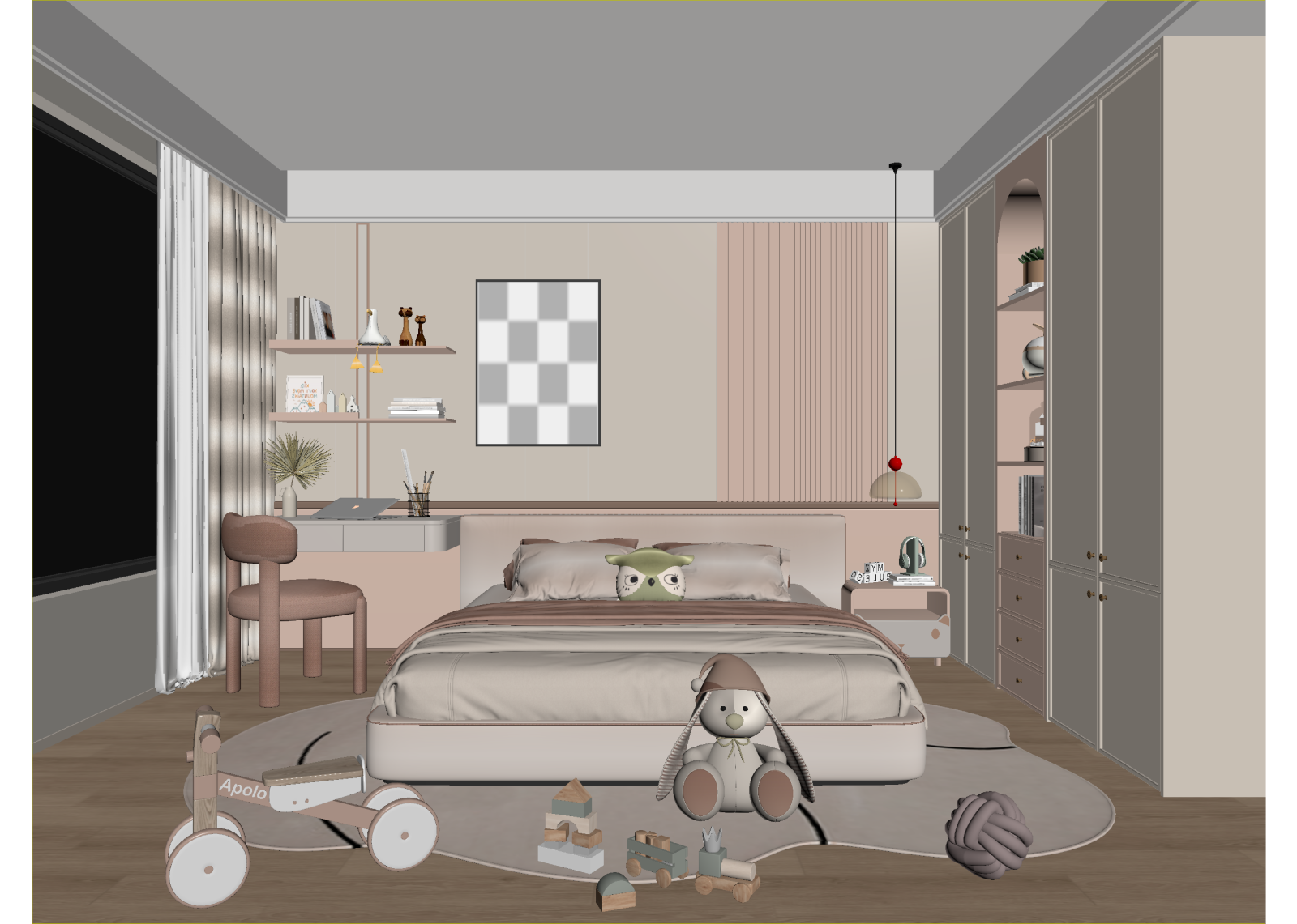 现代通用儿童房3D模型下载【ID:1214967373】
