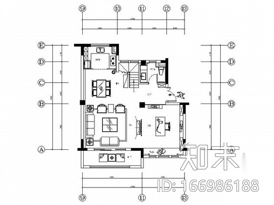 [上海]豪华别墅区新中式风格三层别墅样板间装修施工图cad施工图下载【ID:166986188】