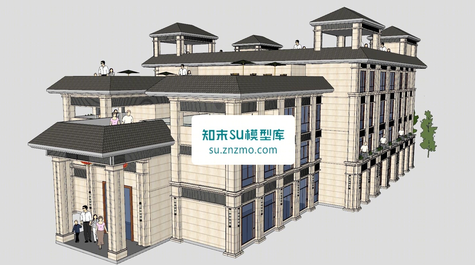 现代展馆建筑SU模型下载【ID:148506247】