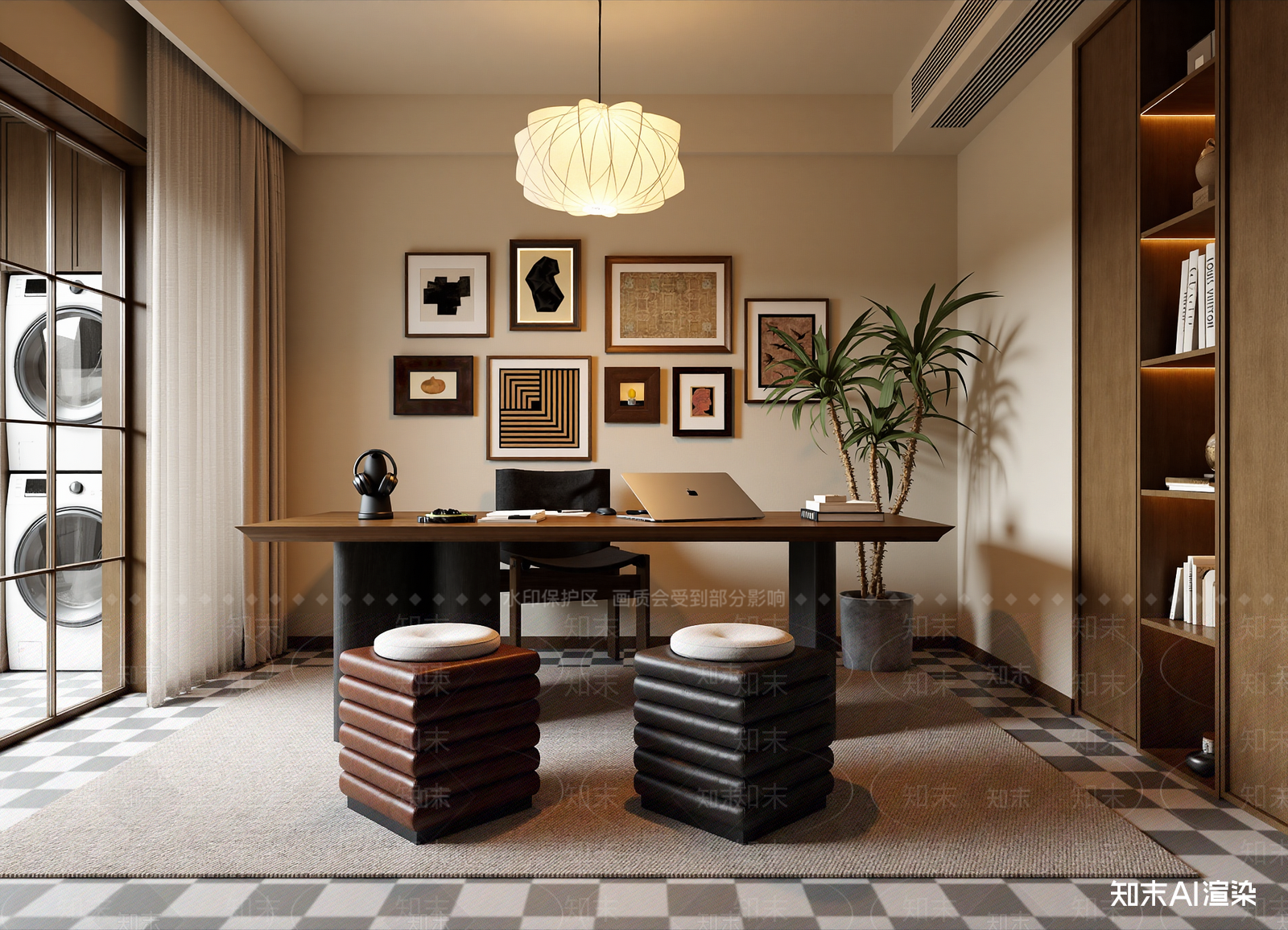 现代书房3D模型下载【ID:1214656476】