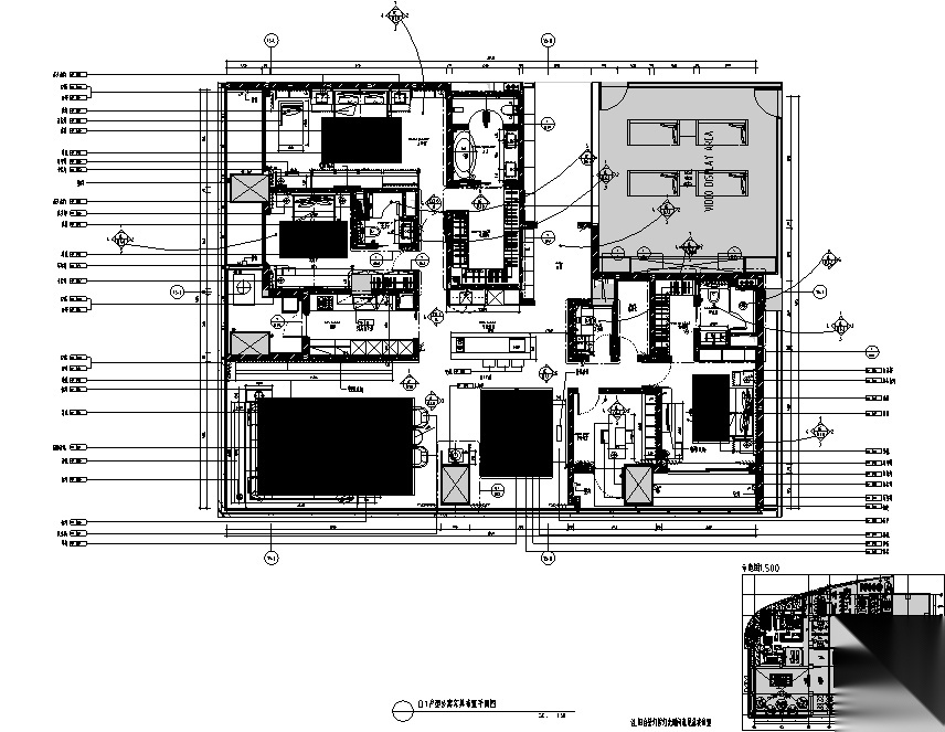 华润公寓样板间D户型设计施工图（附效果图+物料表）cad施工图下载【ID:160475158】