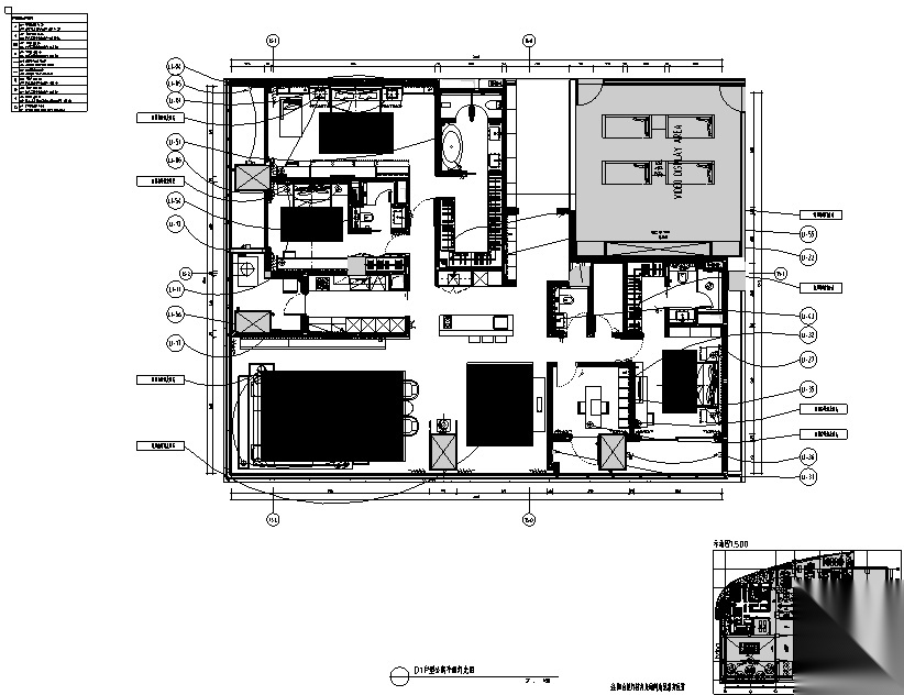 华润公寓样板间D户型设计施工图（附效果图+物料表）cad施工图下载【ID:160475158】