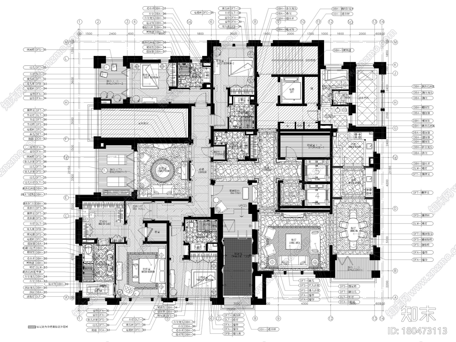 [上海]436㎡欧式四居室家装样板房施工图施工图下载【ID:180473113】