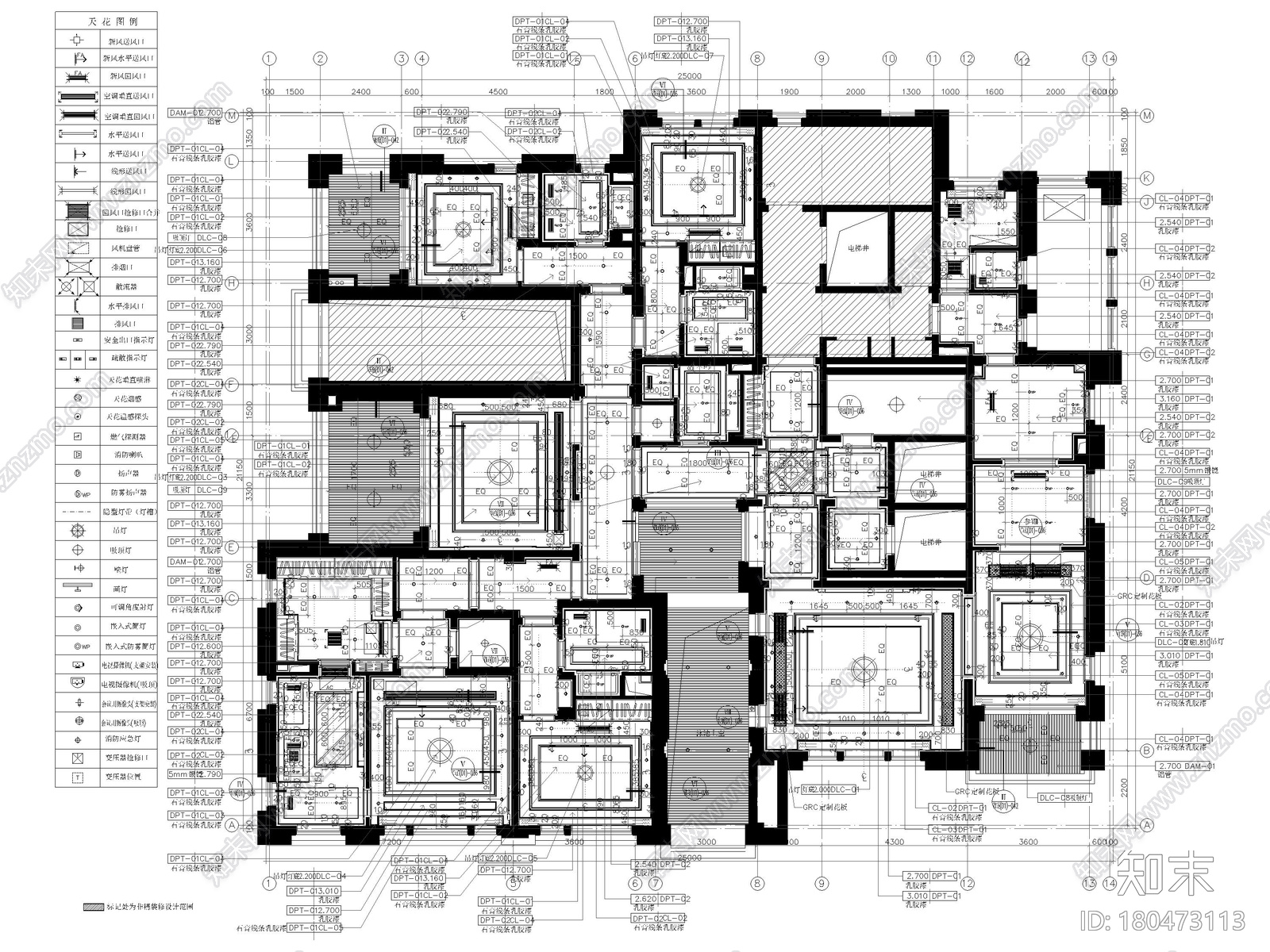 [上海]436㎡欧式四居室家装样板房施工图施工图下载【ID:180473113】