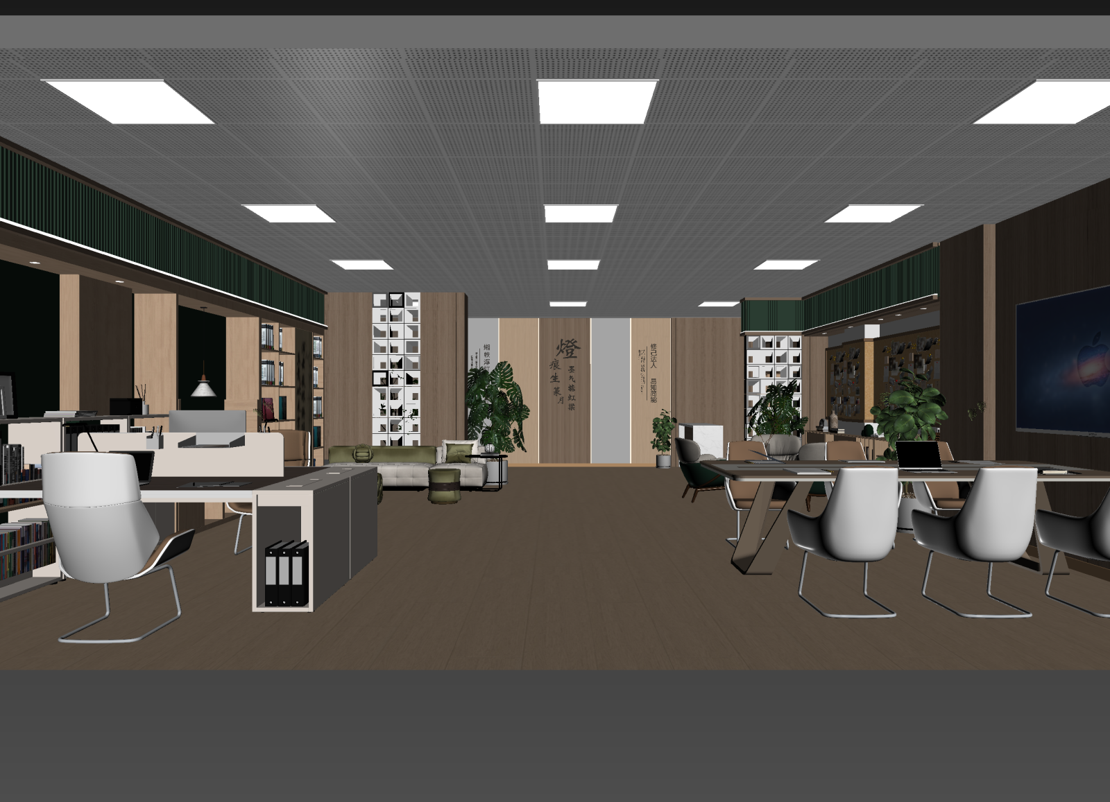 原木办公大厅3D模型下载【ID:1215037107】