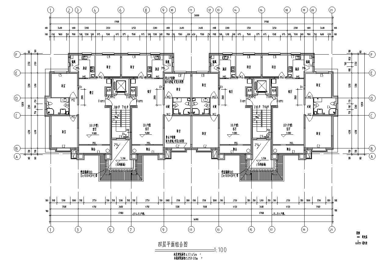 [宁夏]框剪结构多高层住宅及商业建筑施工图cad施工图下载【ID:149874187】