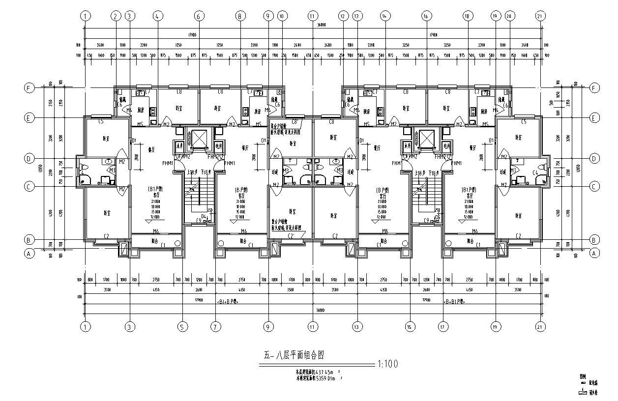 [宁夏]框剪结构多高层住宅及商业建筑施工图cad施工图下载【ID:149874187】