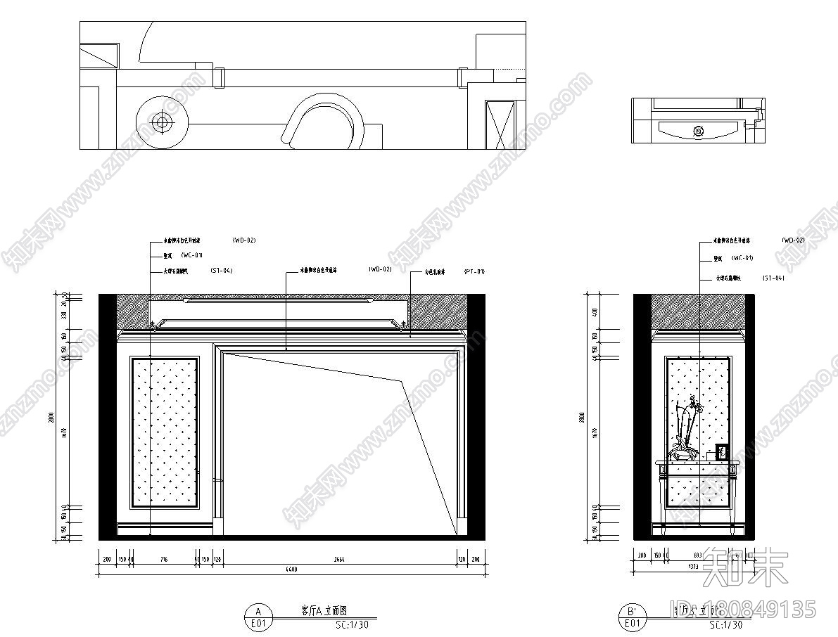 138㎡欧式风格住宅装修施工图设计cad施工图下载【ID:180849135】