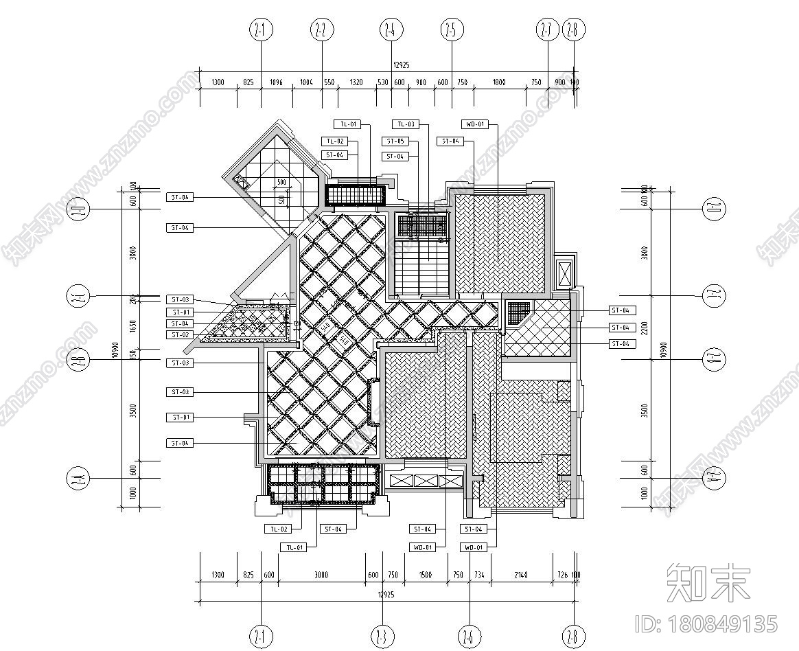 138㎡欧式风格住宅装修施工图设计cad施工图下载【ID:180849135】