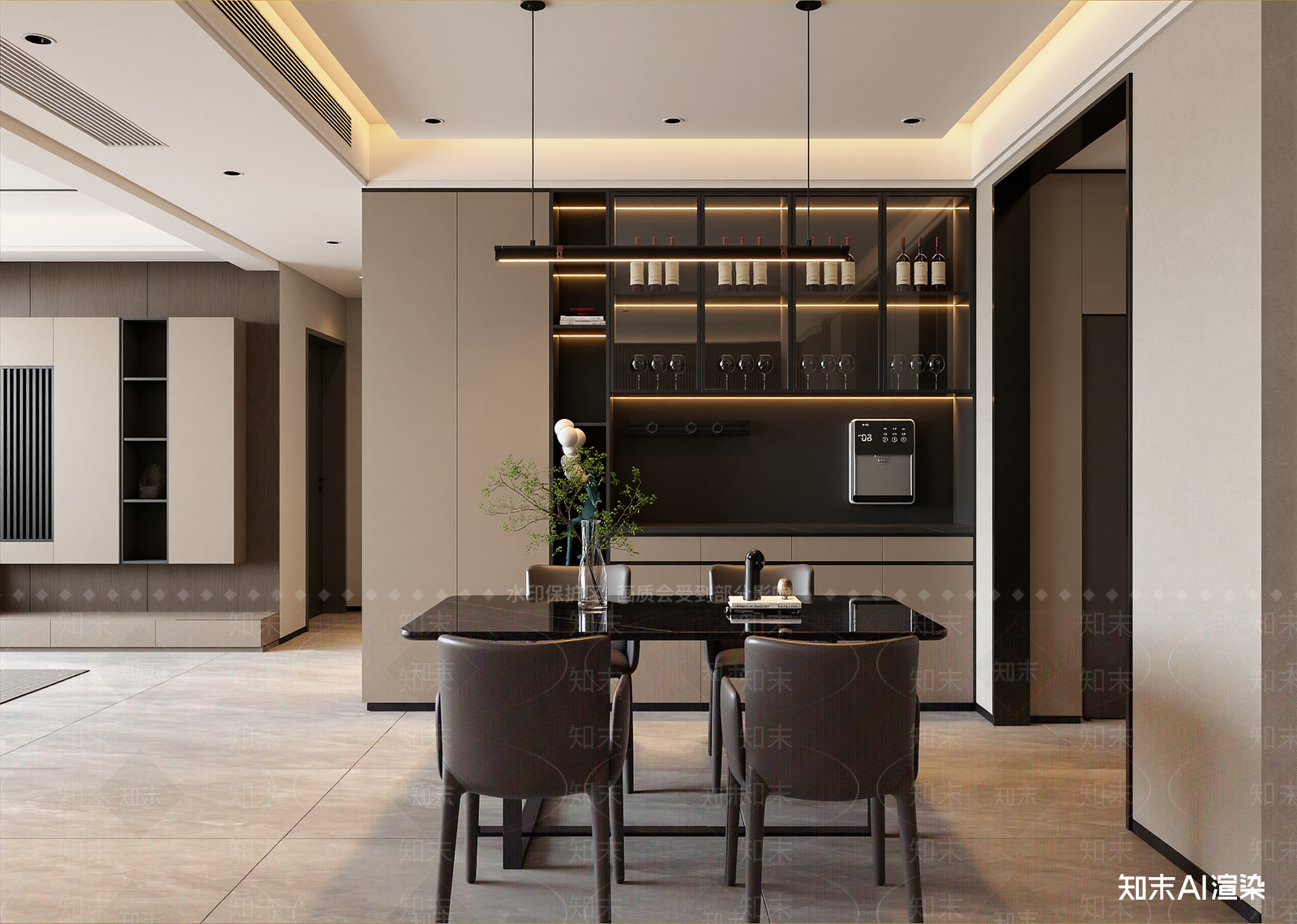 现代酒店餐厅3D模型下载【ID:1215163126】