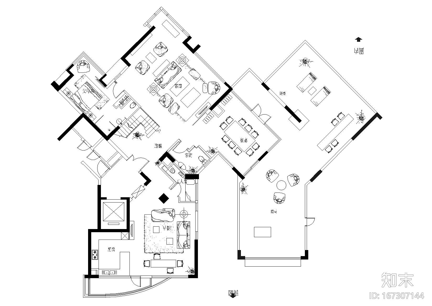 [广州]高文安_凯旋新世界复式样板间施工图cad施工图下载【ID:167307144】