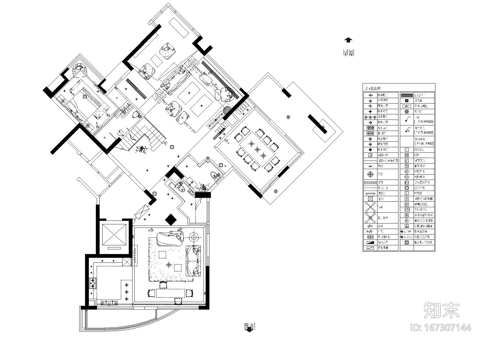 [广州]高文安_凯旋新世界复式样板间施工图cad施工图下载【ID:167307144】