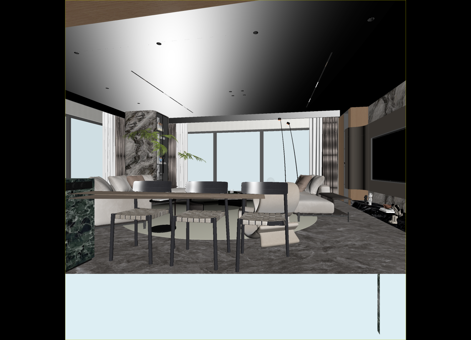 现代客餐厅3D模型下载【ID:1214597415】