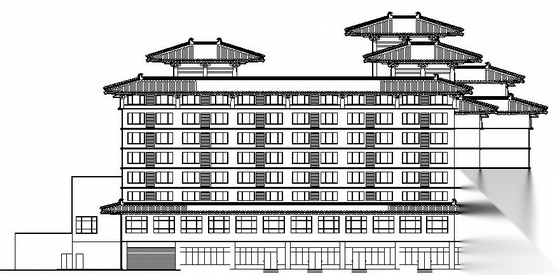 [西安毓兴]某仿古高档八层公寓建筑施工图cad施工图下载【ID:166195174】