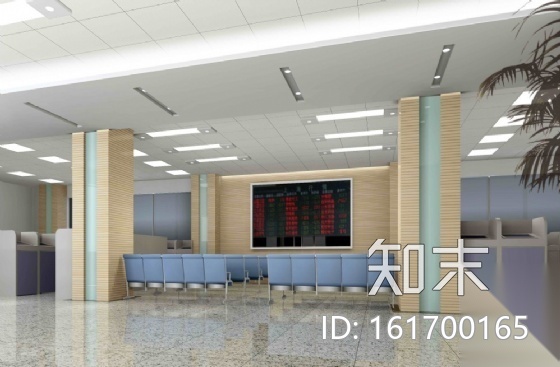 [河南]某证券营业厅内装饰图（含效果）cad施工图下载【ID:161700165】