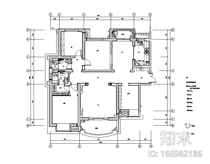 [上海]高档法式奢华样板房设计施工图（附效果图）cad施工图下载【ID:166982186】