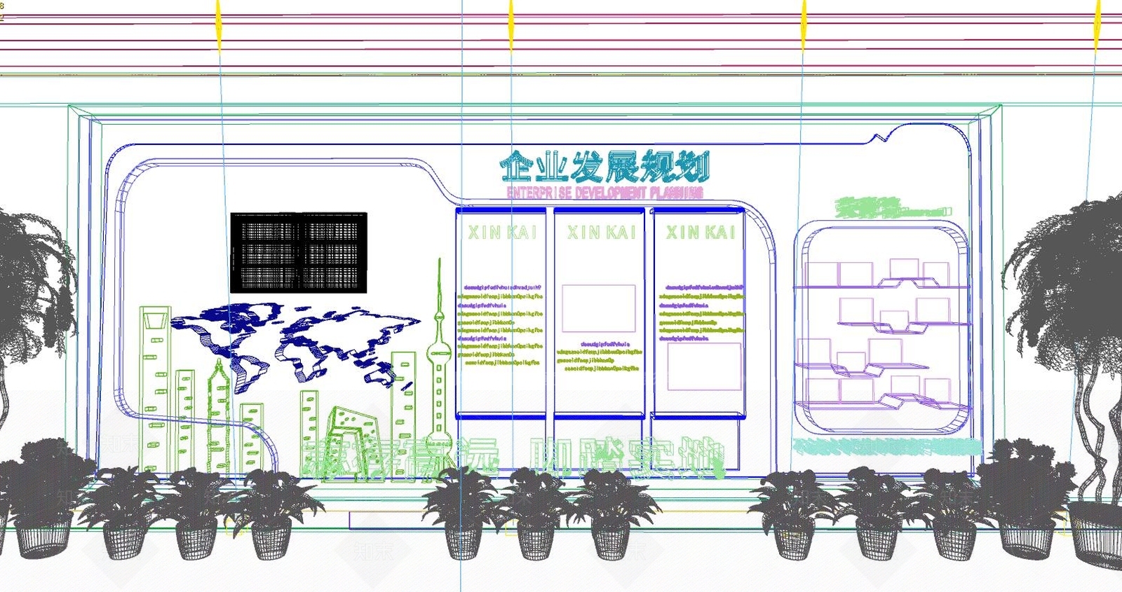 企业形象墙3D模型下载【ID:170391178】
