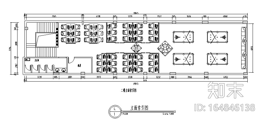 英伦风网吧网咖室内空间设计施工图（附效果图）施工图下载【ID:164846138】